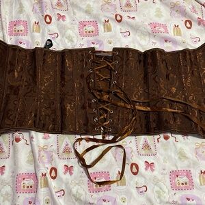 SHEIN Brown Lace-Up Corset Belt